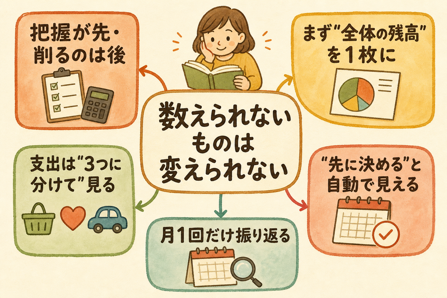 家計管理の基本——「見える化」で貯まる仕組みのマインドマップ